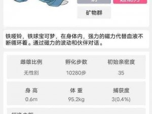 口袋妖怪复刻巨金怪基础属性全面解析与一览表