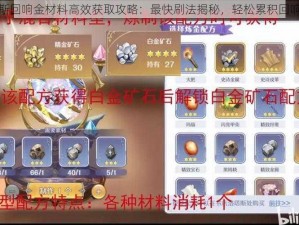 玛娜希斯回响金材料高效获取攻略：最快刷法揭秘，轻松累积回响金材料