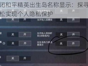 如何关闭和平精英出生岛名称显示：探寻设置秘籍，轻松实现个人隐私保护