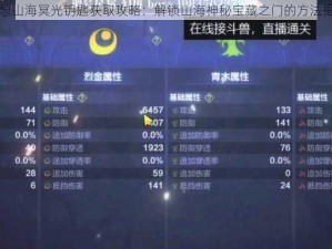 妄想山海冥光钥匙获取攻略：解锁山海神秘宝藏之门的方法揭秘