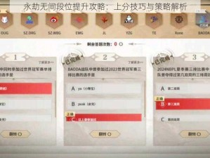 永劫无间段位提升攻略：上分技巧与策略解析