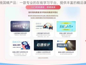 在线国精产品：一款专业的在线学习平台，提供丰富的精品课程