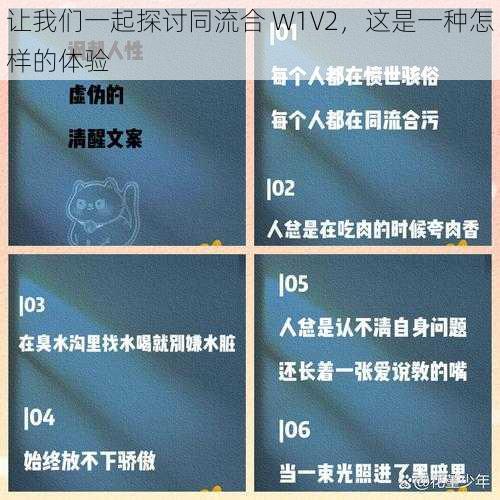 让我们一起探讨同流合 W1V2，这是一种怎样的体验