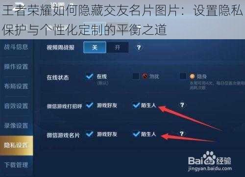 王者荣耀如何隐藏交友名片图片：设置隐私保护与个性化定制的平衡之道