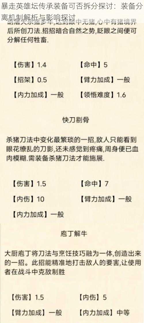 暴走英雄坛传承装备可否拆分探讨：装备分离机制解析与影响探讨