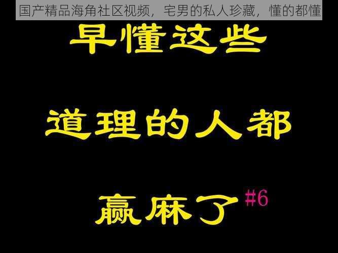 国产精品海角社区视频，宅男的私人珍藏，懂的都懂