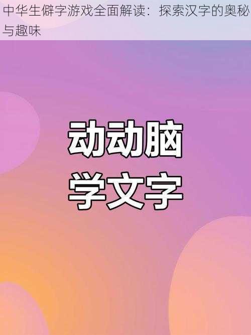 中华生僻字游戏全面解读：探索汉字的奥秘与趣味