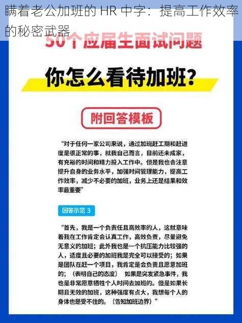 瞒着老公加班的 HR 中字：提高工作效率的秘密武器