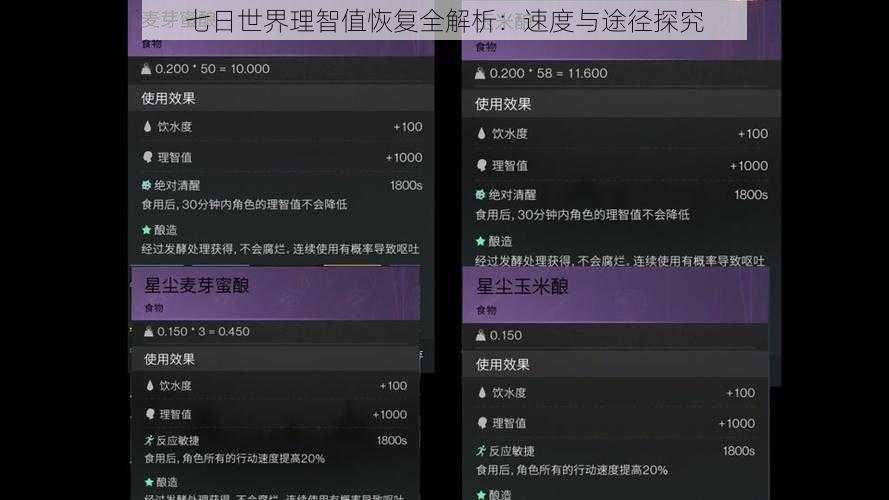 七日世界理智值恢复全解析：速度与途径探究