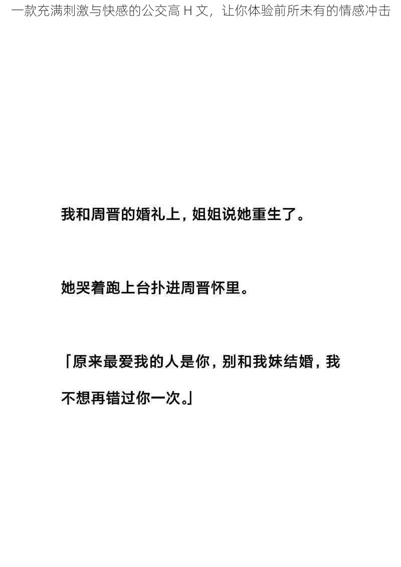 一款充满刺激与快感的公交高 H 文，让你体验前所未有的情感冲击