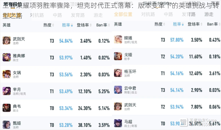 王者荣耀项羽胜率骤降，坦克时代正式落幕：版本变革下的英雄挑战与转型之路