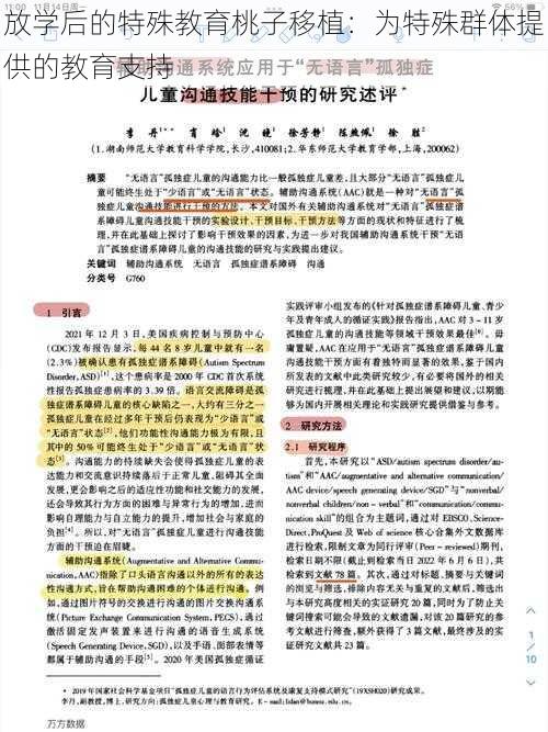 放学后的特殊教育桃子移植：为特殊群体提供的教育支持