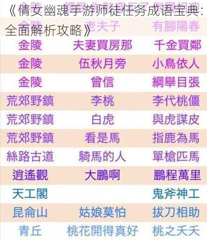 《倩女幽魂手游师徒任务成语宝典：全面解析攻略》