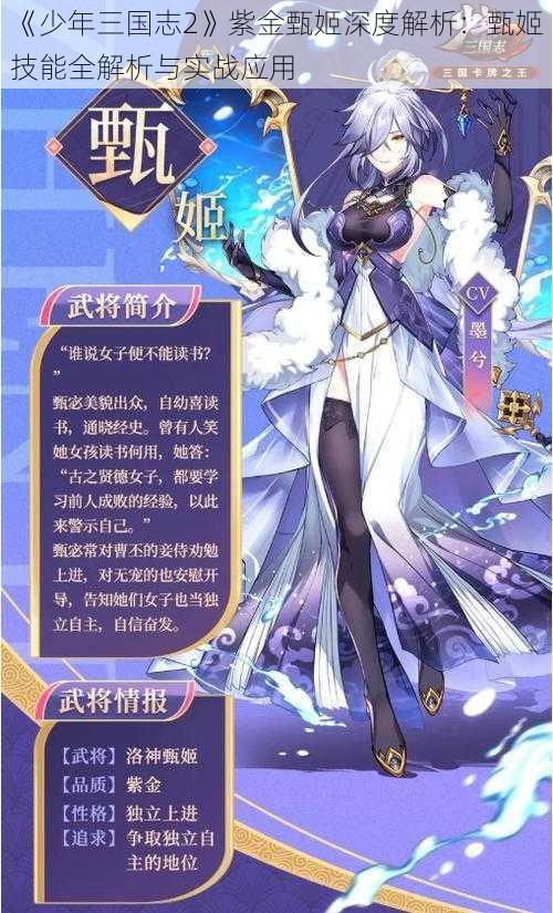 《少年三国志2》紫金甄姬深度解析：甄姬技能全解析与实战应用