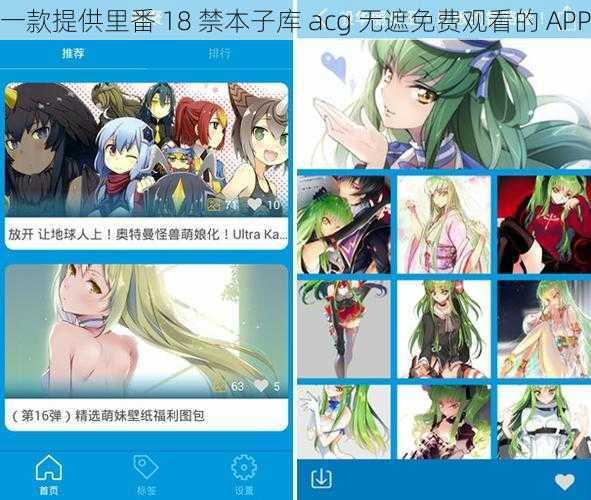 一款提供里番 18 禁本子库 acg 无遮免费观看的 APP