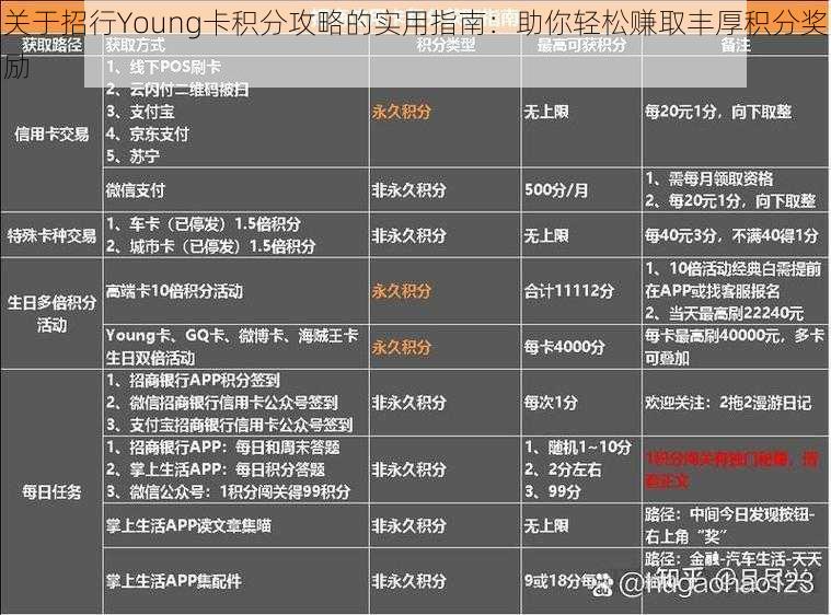 关于招行Young卡积分攻略的实用指南：助你轻松赚取丰厚积分奖励