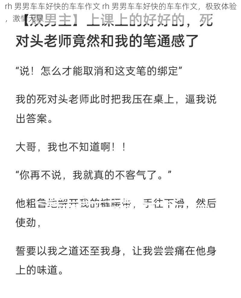 rh 男男车车好快的车车作文 rh 男男车车好快的车车作文，极致体验，激情无限