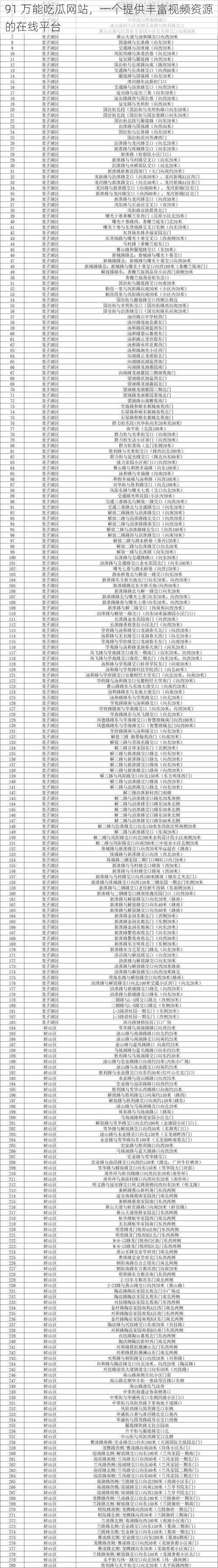 91 万能吃瓜网站，一个提供丰富视频资源的在线平台