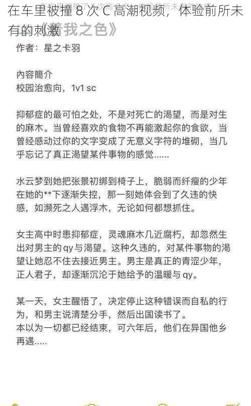 在车里被撞 8 次 C 高潮视频，体验前所未有的刺激