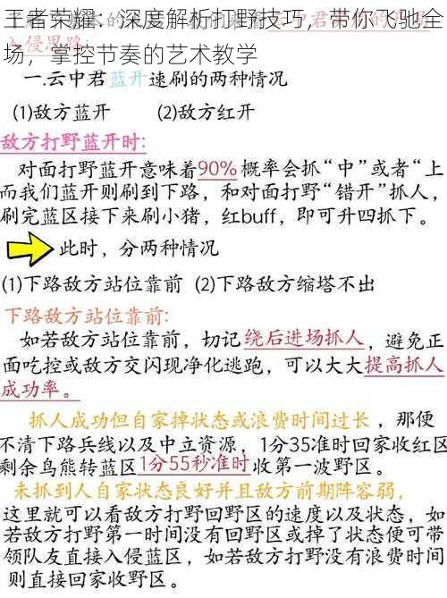 王者荣耀：深度解析打野技巧，带你飞驰全场，掌控节奏的艺术教学