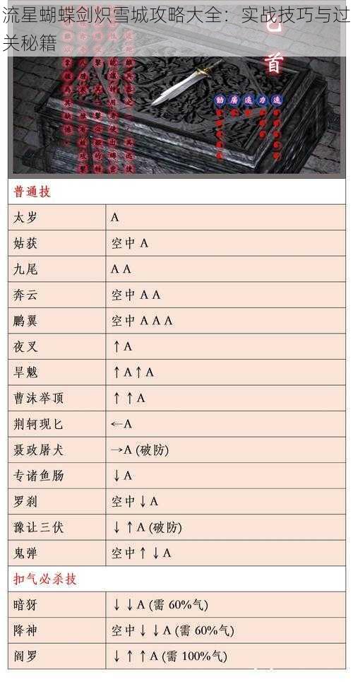 流星蝴蝶剑炽雪城攻略大全：实战技巧与过关秘籍