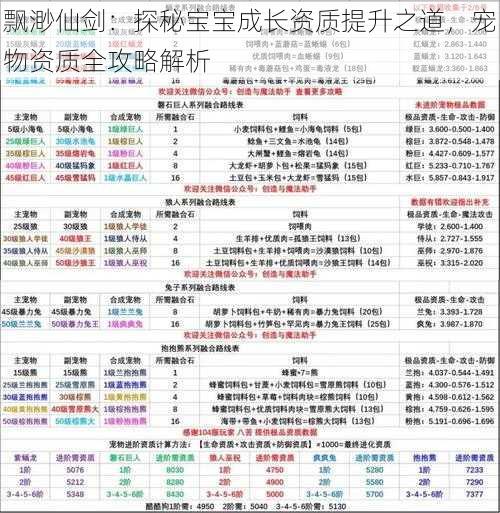 飘渺仙剑：探秘宝宝成长资质提升之道，宠物资质全攻略解析