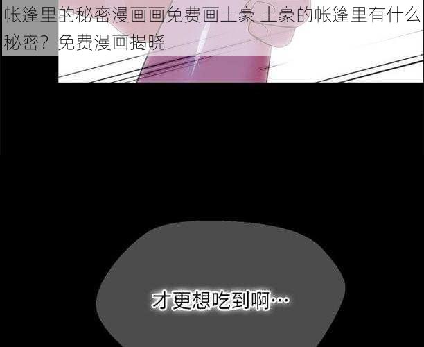 帐篷里的秘密漫画画免费画土豪 土豪的帐篷里有什么秘密？免费漫画揭晓