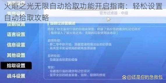 火炬之光无限自动拾取功能开启指南：轻松设置自动拾取攻略