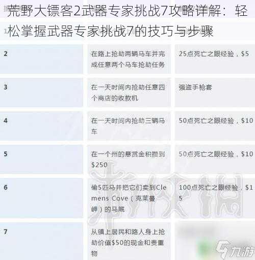 荒野大镖客2武器专家挑战7攻略详解：轻松掌握武器专家挑战7的技巧与步骤