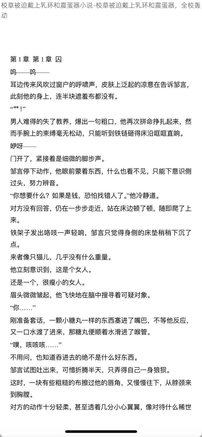 校草被迫戴上乳环和震蛋器小说-校草被迫戴上乳环和震蛋器，全校轰动