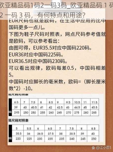 欧亚精品码1码2一码3码_欧亚精品码 1 码 2 一码 3 码，有何特点和用途？