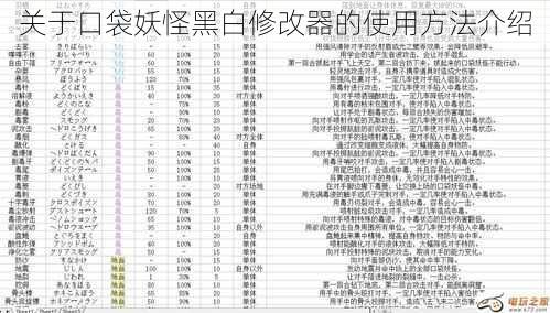 关于口袋妖怪黑白修改器的使用方法介绍