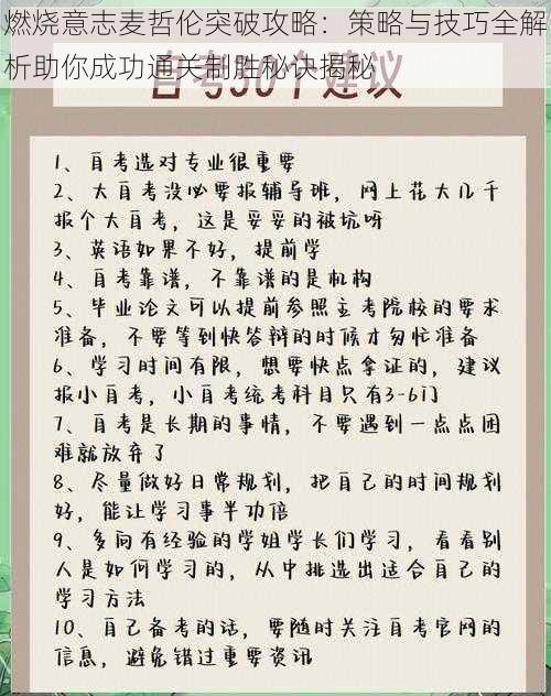 燃烧意志麦哲伦突破攻略：策略与技巧全解析助你成功通关制胜秘诀揭秘