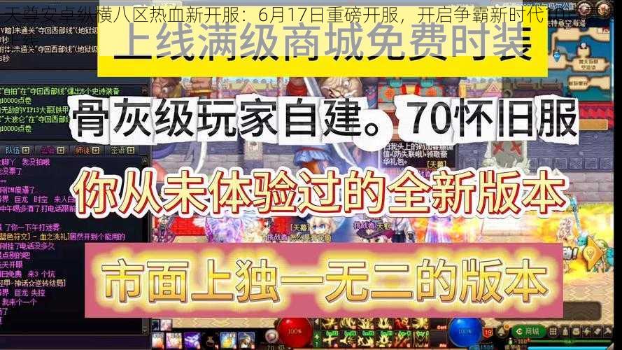 天尊安卓纵横八区热血新开服：6月17日重磅开服，开启争霸新时代10点震撼上线